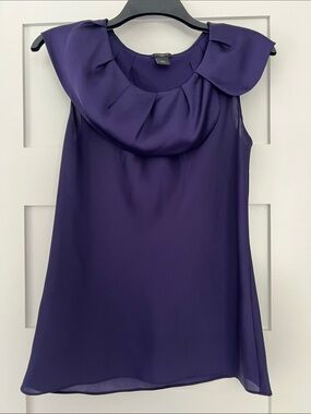 Ann Taylor Sleeveless Ruffle Collar Camisole - Deep Purple
